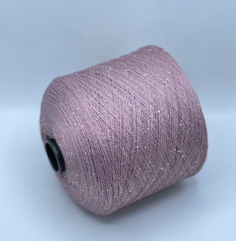 Бобинная пряжа, Linette Pailletes, 450м, 80% Лен, 20% Полиэстер(пайетка), Пыльная роза+пайетка.37715