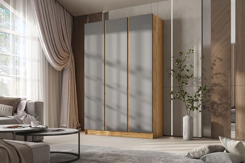 Келвин Шкаф 3-х ств. (1500) (Графит, Дуб Крафт)