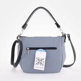 Сумка Саломея 1038 гладкий серо-голубой + черный