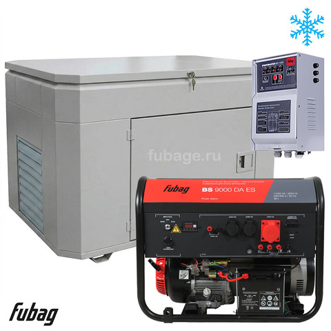 Бензиновый генератор в зимнем супер тихом кожухе с блоком АВР Fubag BS 9000 DA ES/1400SSW RAL 7035