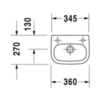 Duravit D-Code Раковина для рук, без перелива, с 1 отв. под смес. слева, 360x270мм, Цвет: Белый 7053600092