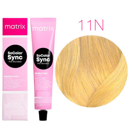 Matrix SoColor Sync Pre-Bonded 11N ультра светлый блондин натуральный, тонирующая краска для волос без аммиака с бондером