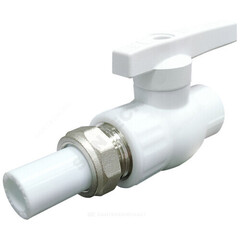 Кран шаровой PP-R полнопроходной белый Дн 32 с односторонним разъемным соединением VALFEX 20244032