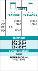 Гильза блока цилиндров TEIKIN LFX43170 (4шт/упак) хонингованная