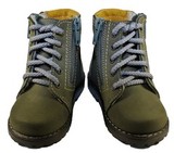 Демисезонные ботинки для мальчиков Котофей 152113-35 из натуральной кожи на молнии цвет серо-зеленый. Изображение 5 из 5.