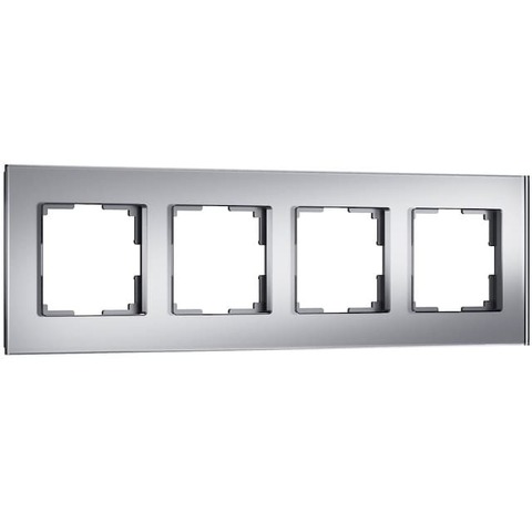 Рамка на 4 поста. Цвет Серебряный soft-touch. Werkel(Веркель). Senso. a064571 / W0043106