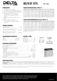 Аккумуляторная батарея Delta DT 1275 напряжение 12В, емкость 75Ач (259х169х213mm)