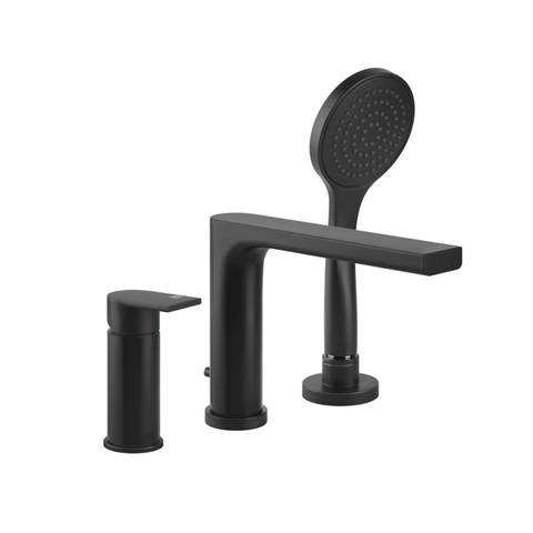 Gessi 38634#299 Gessi Emporio Via manzoni Смеситель для ванны на 3 отверстия с переключателем, изливом и шлангом 1,50м, цвет: Black XL