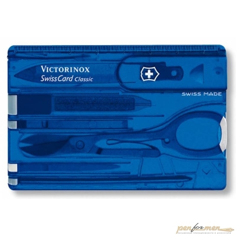 Швейцарская карта Victorinox SwissCard Sapphire 10 функций прозрачный синий (0.7122.T2)