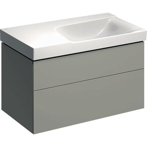 Шкафчик для раковины Geberit Xeno² с полкой, с двумя выдвижными ящиками: B=88см, H=53см, T=46.2см, Серый / Матовое покрытие