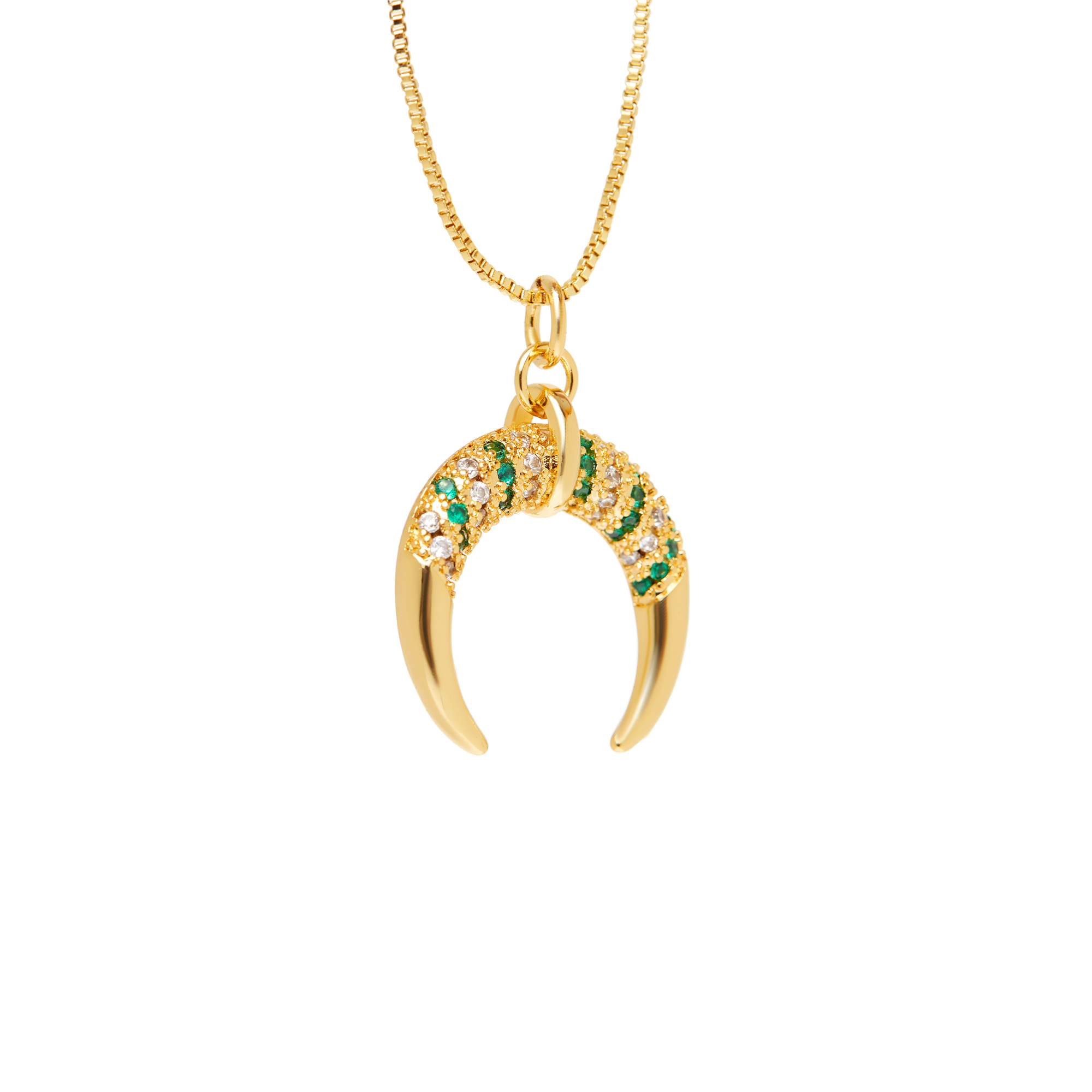 DÉJÀ VU Колье Crystal Crescent Necklace – Green déjà vu колье who owns my heart necklace green
