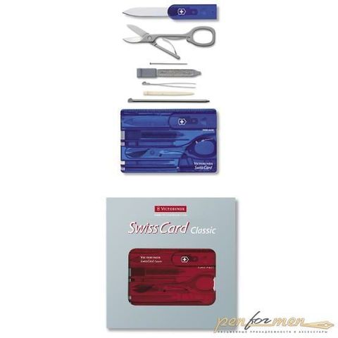 Швейцарская карта Victorinox SwissCard Sapphire 10 функций прозрачный синий (0.7122.T2)