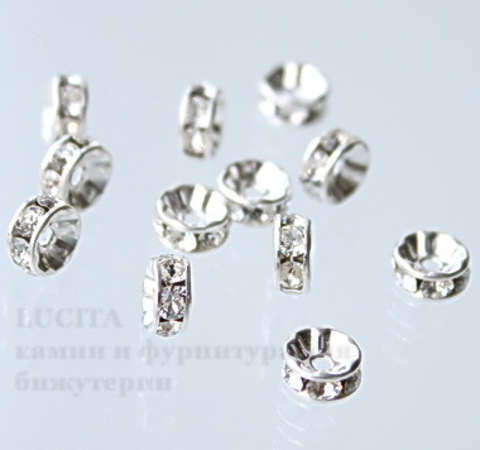 77506 Бусина - рондель Сваровски Crystal (цвет - серебро) 6х3 мм ()