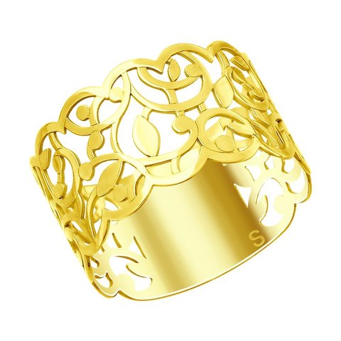 93010739 - Ажурное кольцо из золочёного серебра
