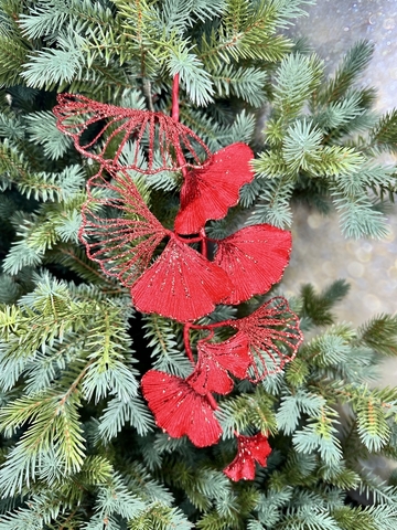 Веточка гинго 73см ChristmasDeLuxe premium collection красная