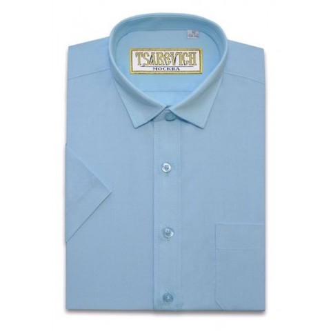 Голубая рубашка прямого кроя с коротким рукавом TSAREVICH