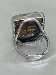 Петерсит прямоугольник (кольцо из серебра)