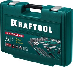 KRAFTOOL EXTREM-76, 76 предм., (1/2?+3/8?+1/4?), универсальный набор инструмента (27889-H76)