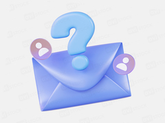 3D PNG иллюстрация — Письмо с вопросом и значками пользователей (для email-рассылок и подписок)