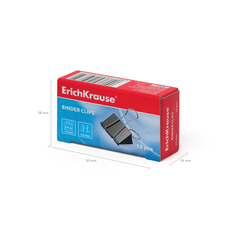 
          Зажимы для бумаг 15 мм, Erich Krause, черные, уп. 12 шт, картон. коробка