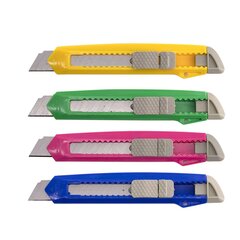 
          Нож канцелярский Alingar, 18 мм, с механической фиксацией лезвия, пластик. корпус, ассорти, пакет с европодвесом