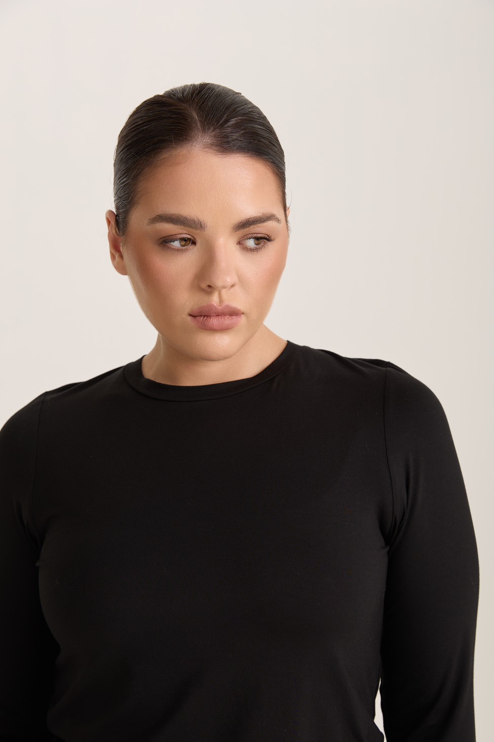 Лонгслив из трикотажа, черный