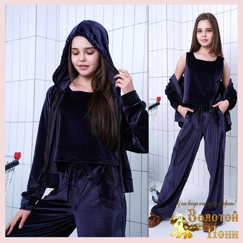 Костюм 3ка велюр д (9-13) 260123-WQ219