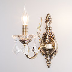 Настенный светильник 3281/1 античная бронза / прозрачный хрусталь