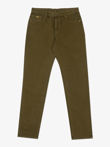 Плотные джинсы цвета хаки из премиального хлопка