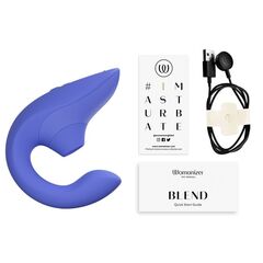Голубой вибромассажер для двойной стимуляции Womanizer Blend - 