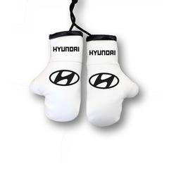Перчатки боксерские комбинированные "Hyundai", белые с черным