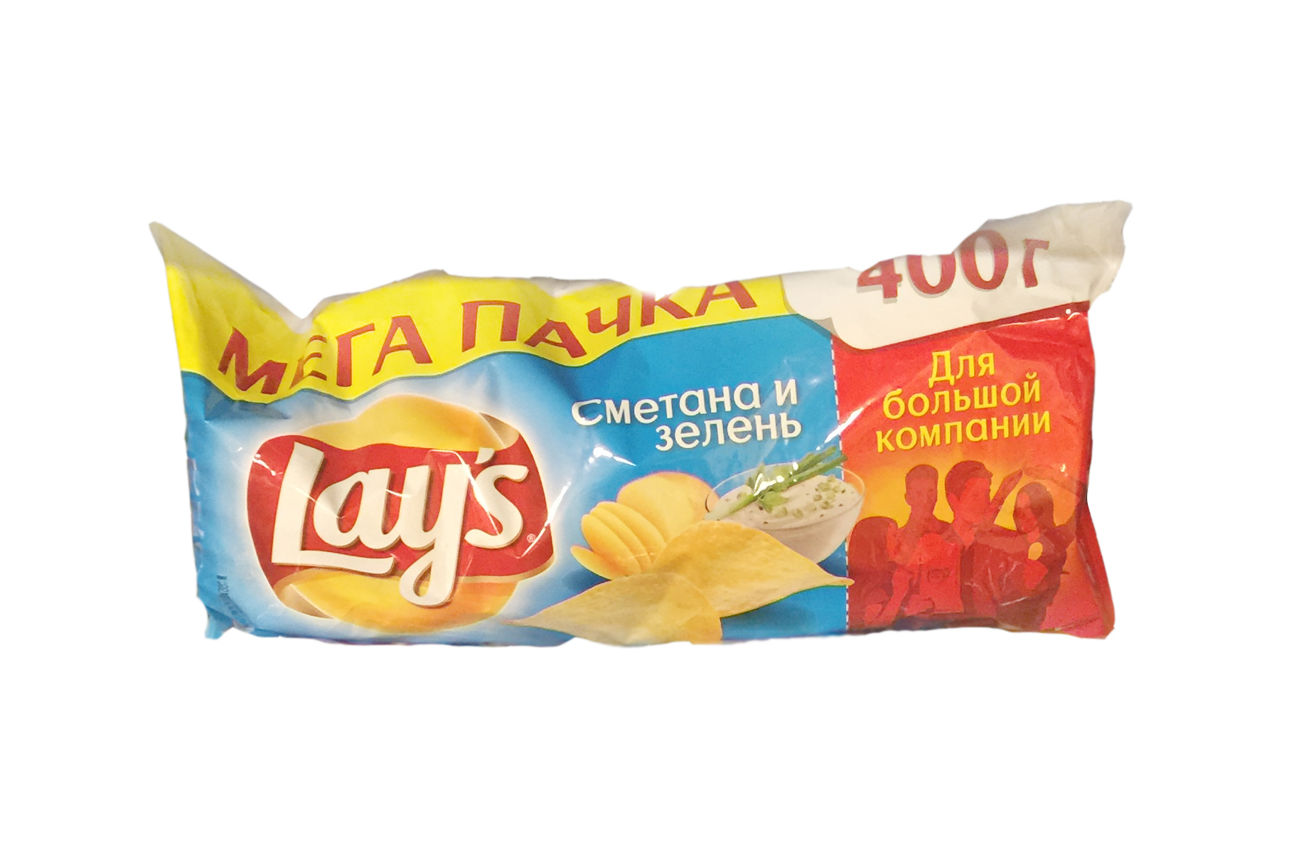 Чипсы Lays Сметана и зелень 400гр с доставкой по Новосибирску. Гипермаркет  МЕГА-Гастроном.