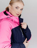 Премиальный теплый зимний костюм Nordski Mount Dark Blue/Pink женский с высокой спинкой