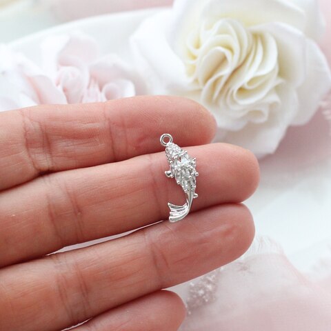 Подвеска Рыбка с фианитами 22*8 мм, родий П143