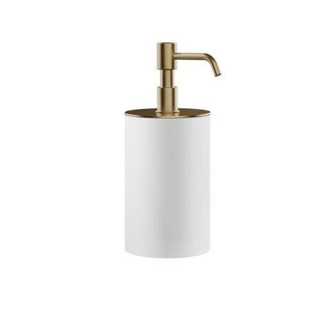 Gessi 59537#726 Gessi Rilievo Дозатор для жидкого мыла, настольный, колба белая, цвет warm bronze brushed pvd