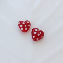 Подвеска Сердце, стекло, красный 14 мм, Ф045