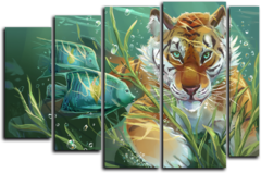 Модульная картина "Подводный тигр"