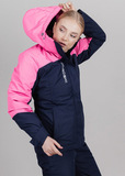 Премиальный теплый зимний костюм Nordski Mount Dark Blue/Pink женский с высокой спинкой