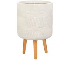 Кашпо Страйп Круглое с Подставкой, Idealist Lite, слоновая кость, D37 H61см, 65л