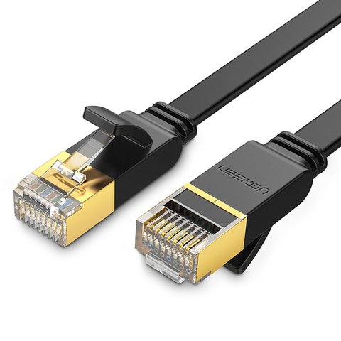 Кабель UGREEN Cat 7 U/FTP Lan Cable Flat Design, Длина: 2м NW106, черный