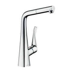 Смеситель для кухни с выдвижным изливом и лейкой Hansgrohe Metris 14821000 фото