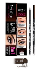 Alvin D`or P-8 Карандаш д/бровей механический с щеточкой Super Slim (тон 02 Dark Brown)