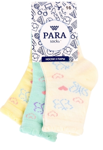 Носочки 3 пары Para socks N1D333 бежевый.мята.желтый 16
