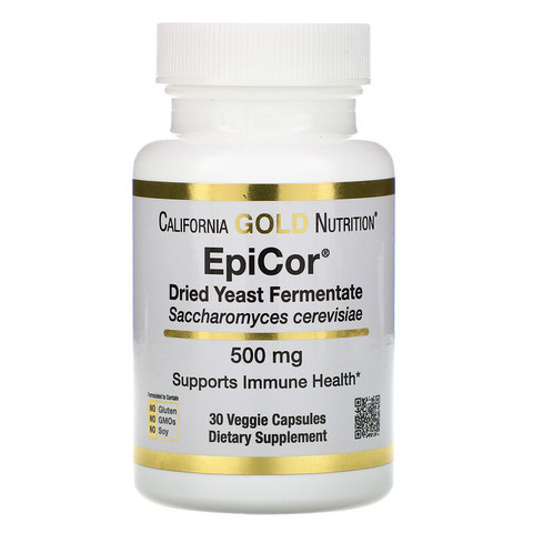 California Gold Nutrition, EpiCor, высушенный дрожжевой ферментат, 500 мг, 30 растительных капсул