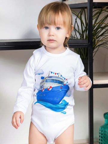 Боди авторский принт "Корабль на волнах"