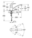 Смеситель GROHE Euroeco 32750000 для мойки, низкий излив