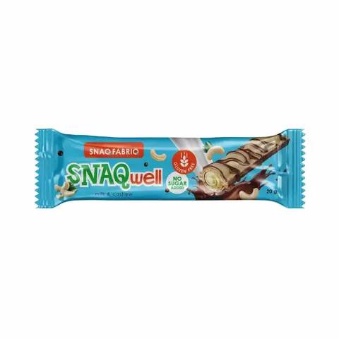 Вафельный батончик в шоколаде Snaq Fabriq Snaq Well Без глютена и сахара с начинкой молочно-ореховой, 20 гр