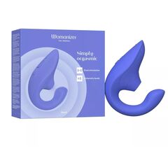Голубой вибромассажер для двойной стимуляции Womanizer Blend - 