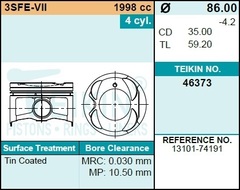 Поршень двигателя TEIKIN 46373 1.00 (4шт/упак)