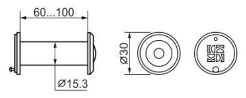 DVZ2, глазок, Fuaro (Фуаро) 16/200/60x100 (оптика пластик, угол обзора 200) CP Хром